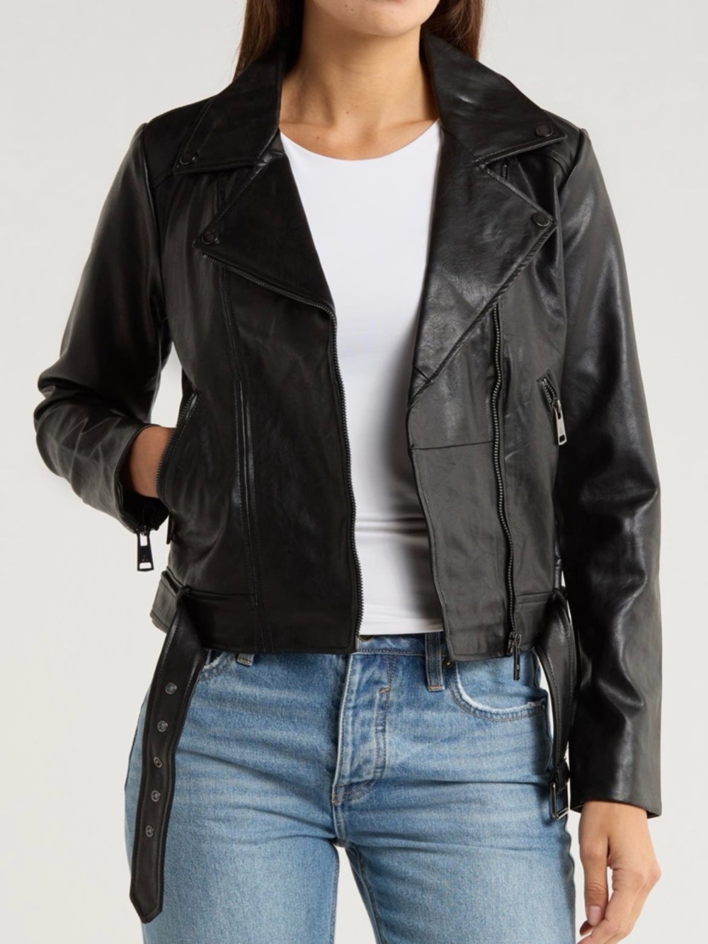 Elodie Black Faux Leather Moto Jacket